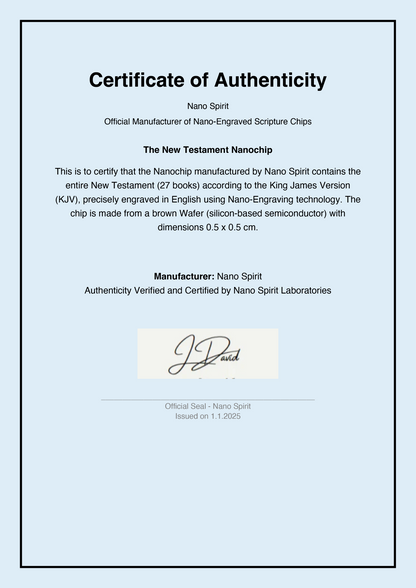 Eternal Wisdom Bible Nano Chip Necklace - Entire New Testament, King James Version