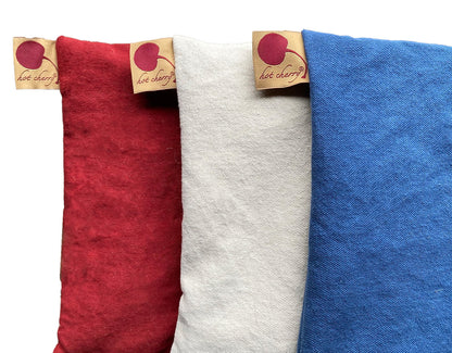 Summer Stack ––3 Square Denim Pillows –– Red, Blue & Natural - Hot and Cold Comfort Packs