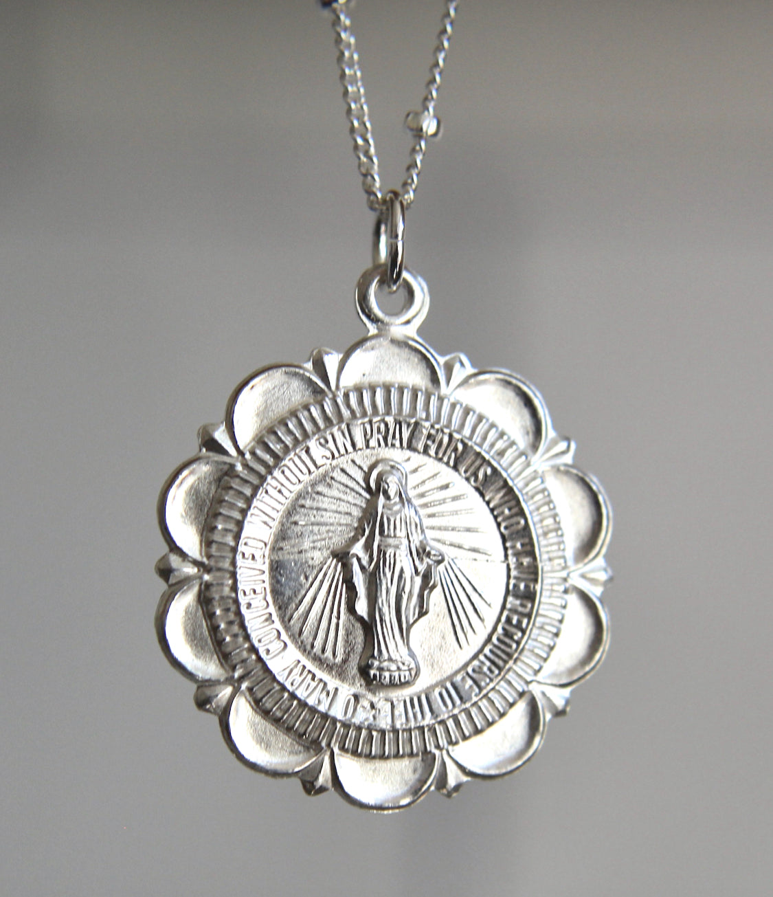Miraculous Medal Necklace in Sterling Silver