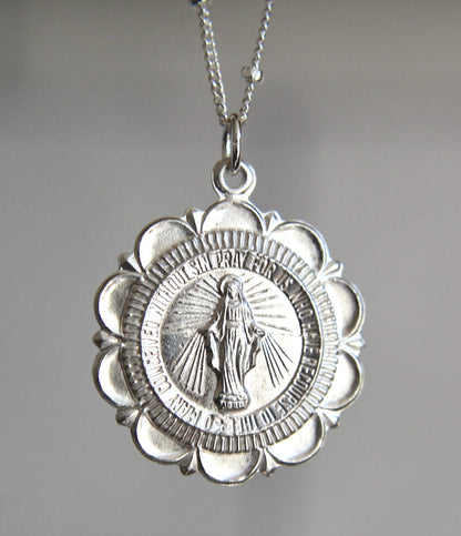 Miraculous Medal Necklace in Sterling Silver