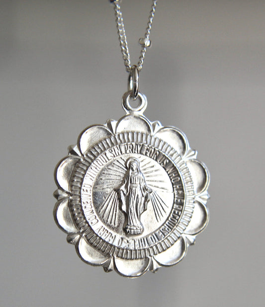 Miraculous Medal Necklace in Sterling Silver