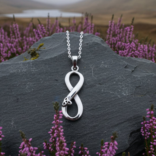 Infinite Love Trinity Knot Necklace in Sterling Silver