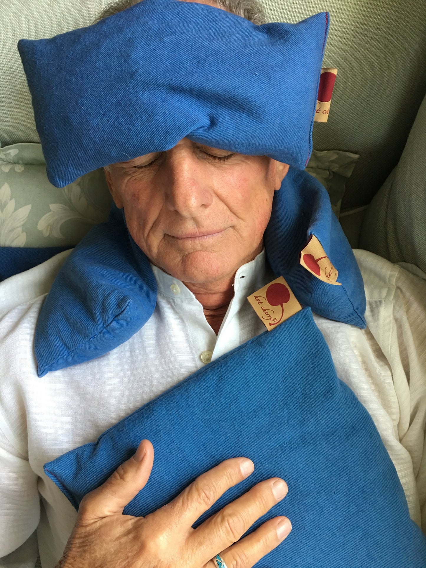 Feel Better Pack in Blue Denim: Square, Eye Pillow & Neck Wrap - Hot and Cold Comfort Packs