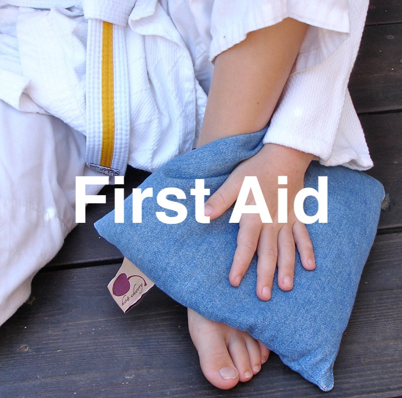 Summer Stack ––3 Square Denim Pillows –– Red, Blue & Natural - Hot and Cold Comfort Packs
