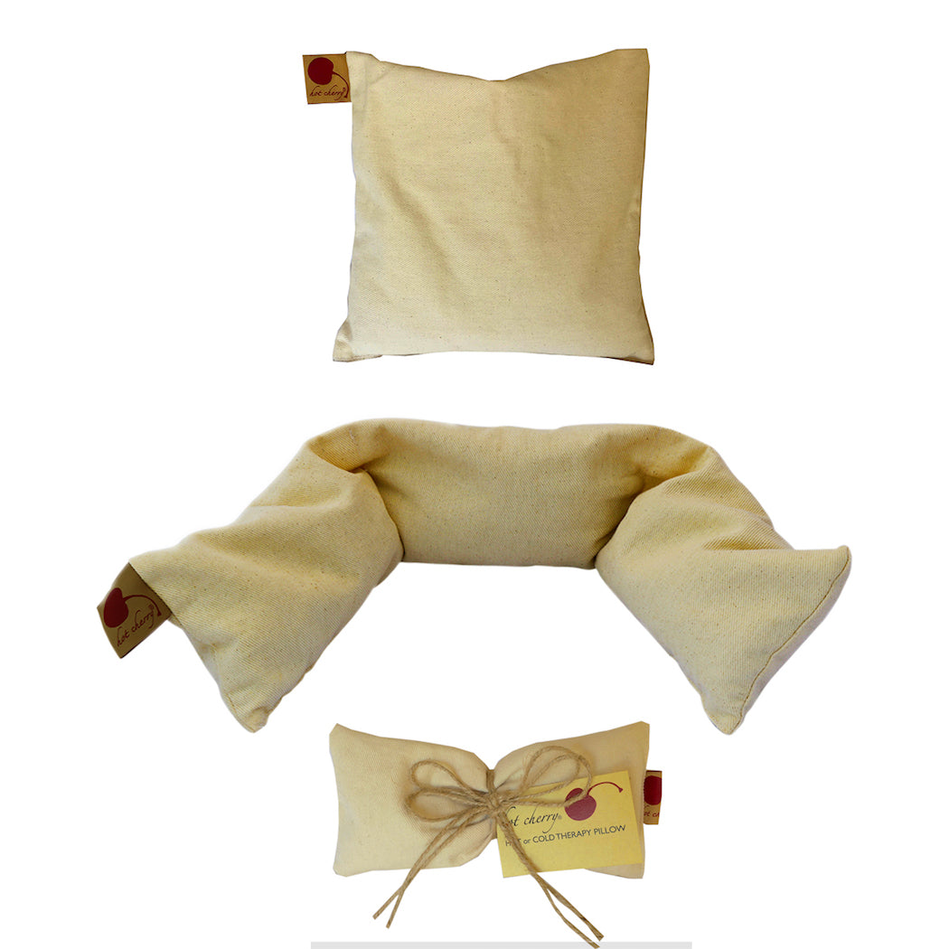 Feel Better Pack in Natural Denim: Square, Eye Pillow & Neck Wrap - Hot and Cold Comfort Packs