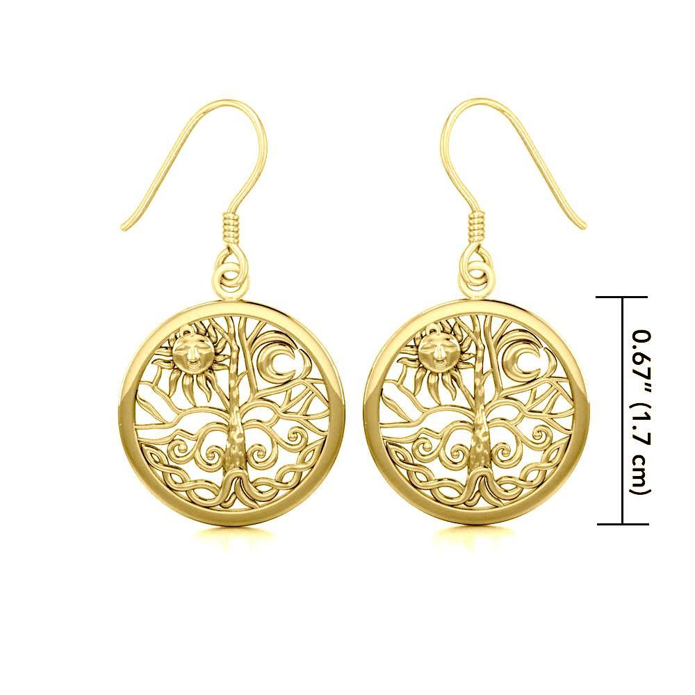 Celtic Tree of Life Solid Gold Earrings