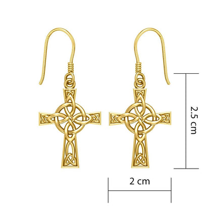 The Celtic Four Point Knot Cross Solid Gold Earrings