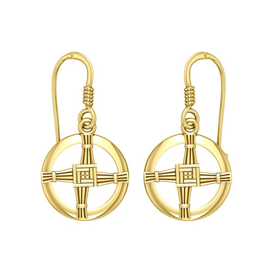 Saint Brigid's Cross - Solid Gold Earrings