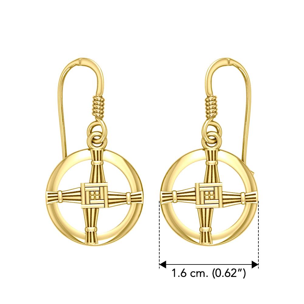 Saint Brigid's Cross - Solid Gold Earrings