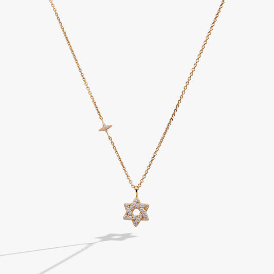 Star of David Delicate Pave Crystal Pendant Necklace