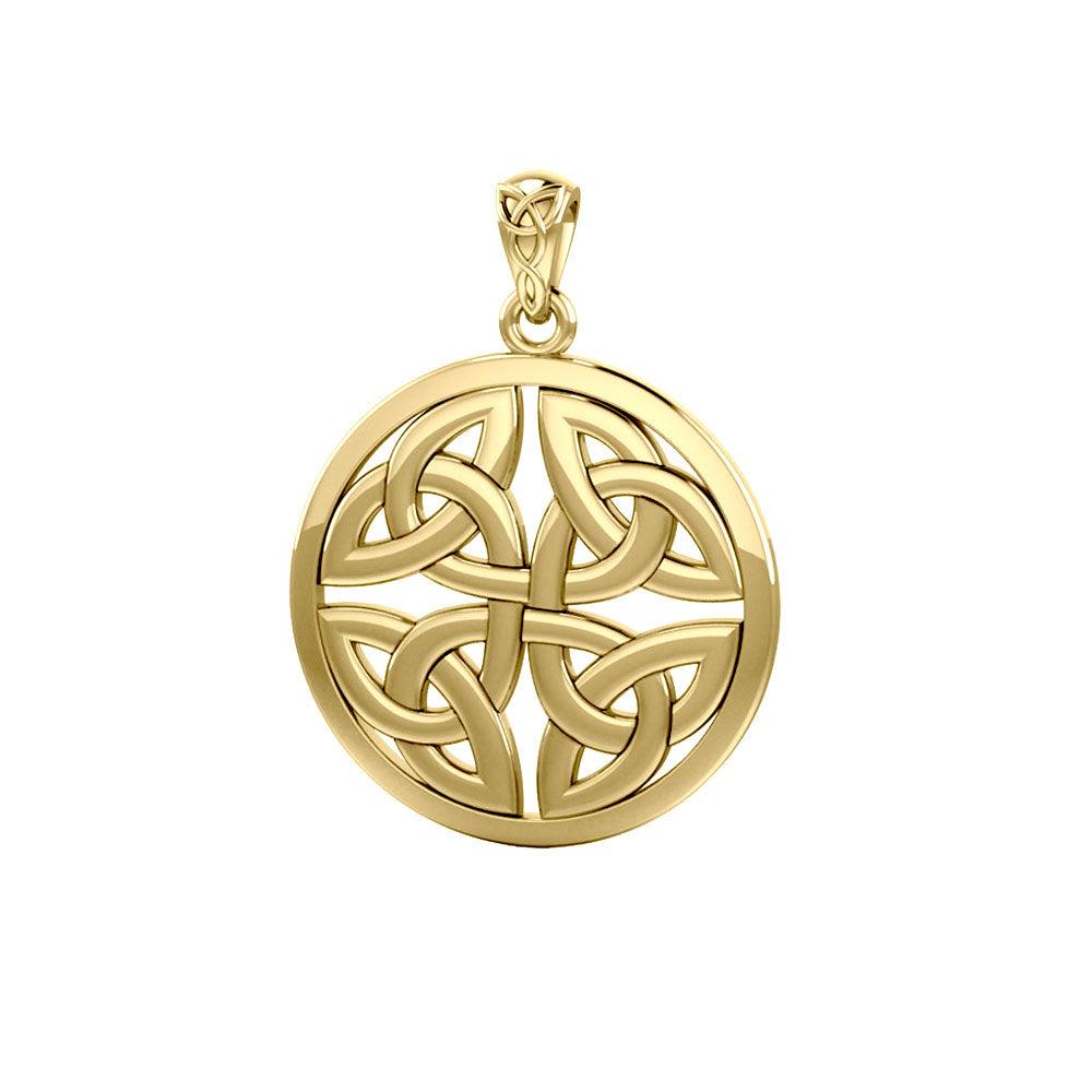 Celtic Trinity Quaternary Knot Solid Gold Pendant