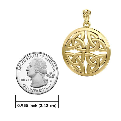 Celtic Trinity Quaternary Knot Solid Gold Pendant