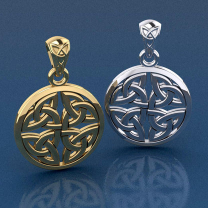 Celtic Trinity Quaternary Knot Solid Gold Pendant