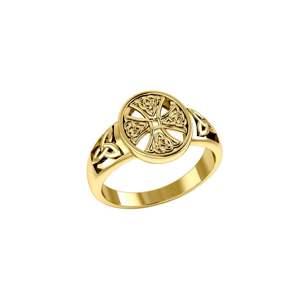 Celtic Cross 14 K Solid Gold Ring