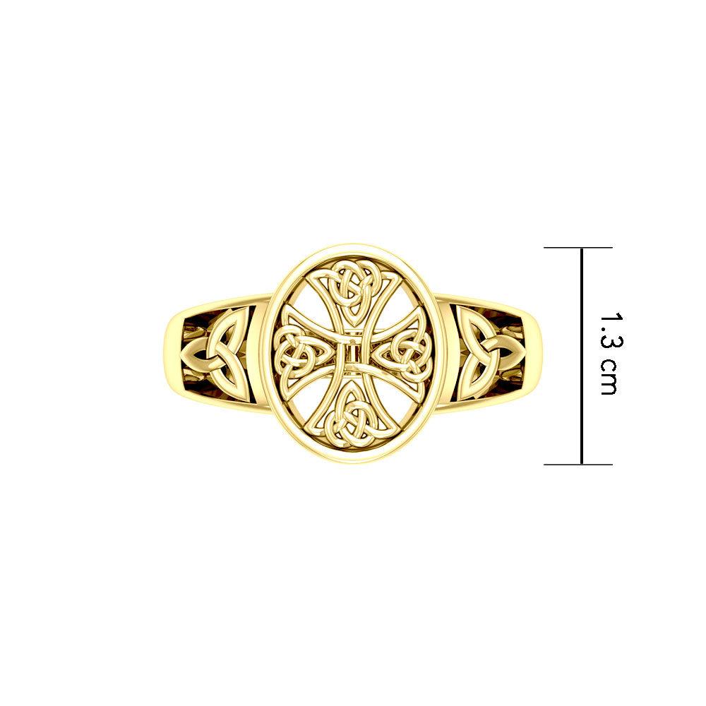 Celtic Cross 14 K Solid Gold Ring