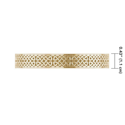 Celtic Knotwork 14 K Solid Gold Cuff Bracelet (Large / Size 8)