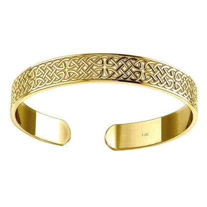 Celtic Knotwork 14 K Solid Gold Cuff Bracelet (Large / Size 8)