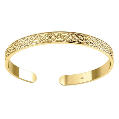 Celtic Knotwork 14 K Solid Gold Cuff Bracelet (Small / Size 7)