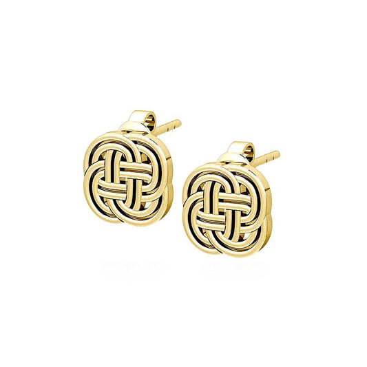 Celtic Knotwork Solid Gold Post Earrings