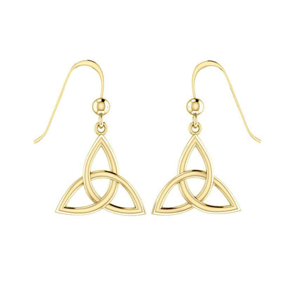 Endless Connection in Celtic Triquetra ~ Solid Gold Earrings