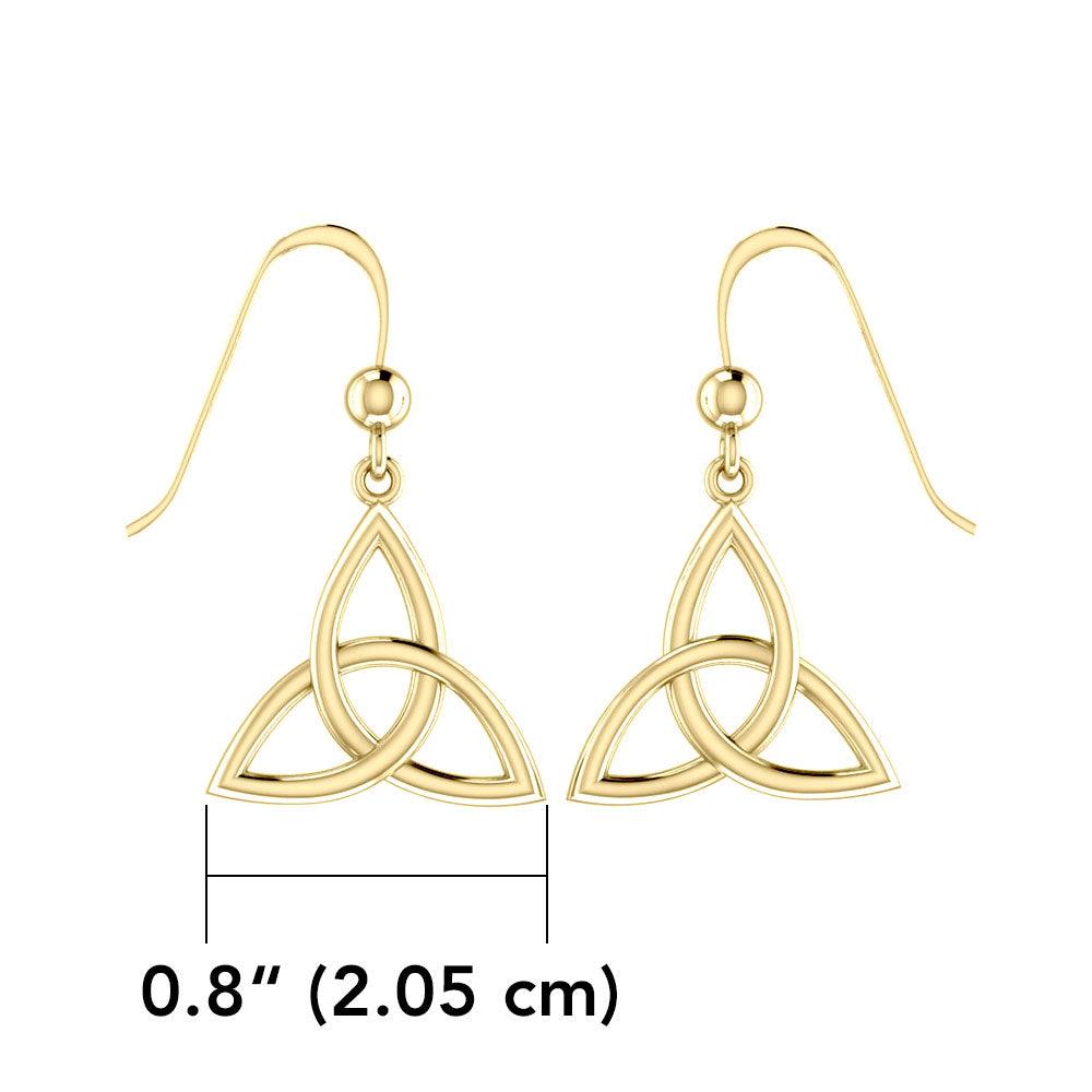 Endless Connection in Celtic Triquetra ~ Solid Gold Earrings