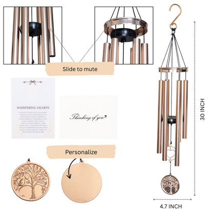 30” Wind Chime with Gift Box – Whispering Hearts™ Collection – Platinum Rose Personalized