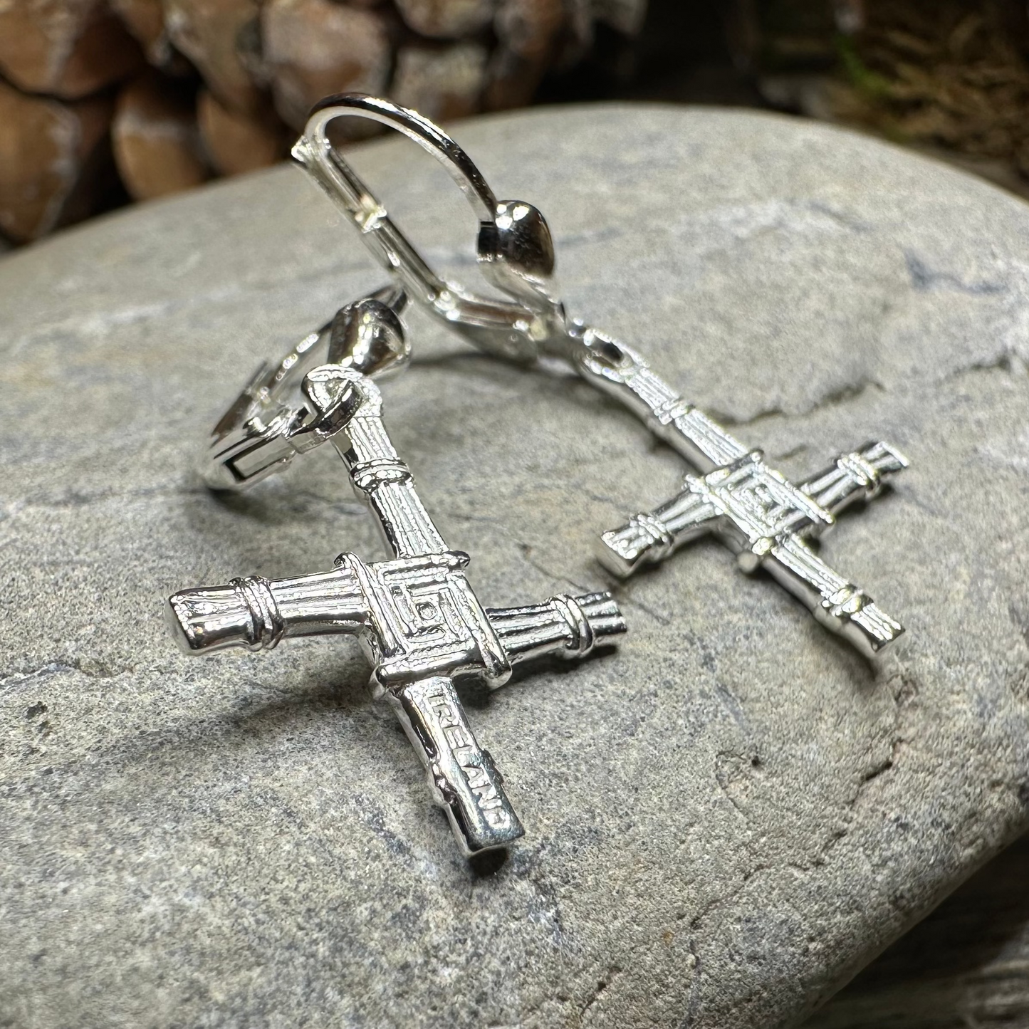 Saint Brigid's Cross Leverback Earrings - Made in Ireland - Sterling Silver