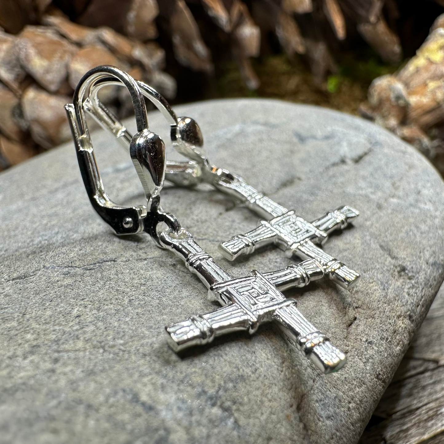 Saint Brigid's Cross Leverback Earrings - Made in Ireland - Sterling Silver