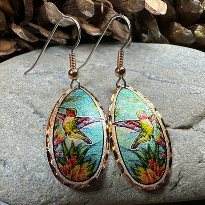 Summer Hummingbird Copper Earrings