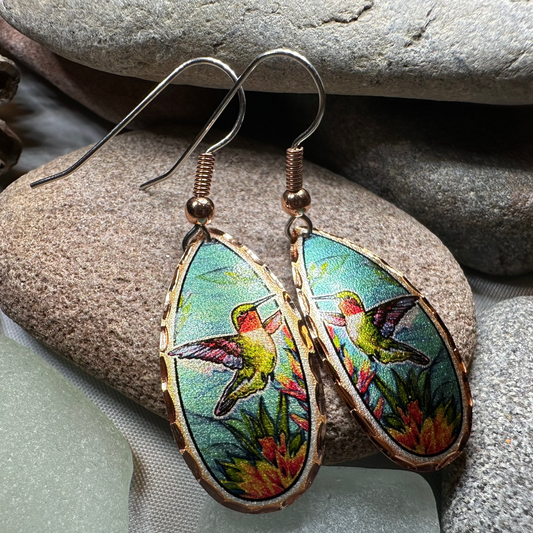 Summer Hummingbird Copper Earrings