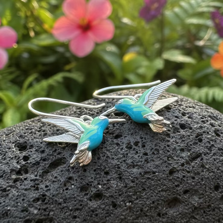 Colibrì Hummingbird Earrings in Sterling Silver