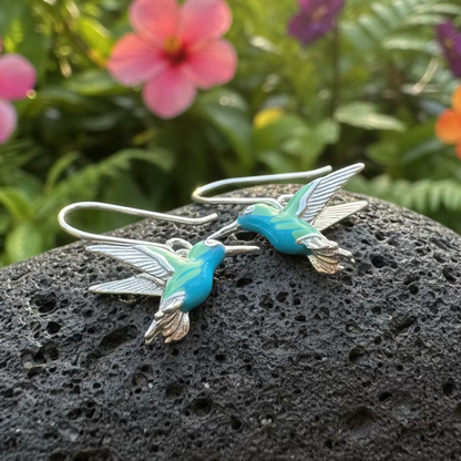 Colibrì Hummingbird Earrings in Sterling Silver