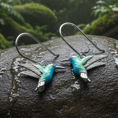 Colibrì Hummingbird Earrings in Sterling Silver