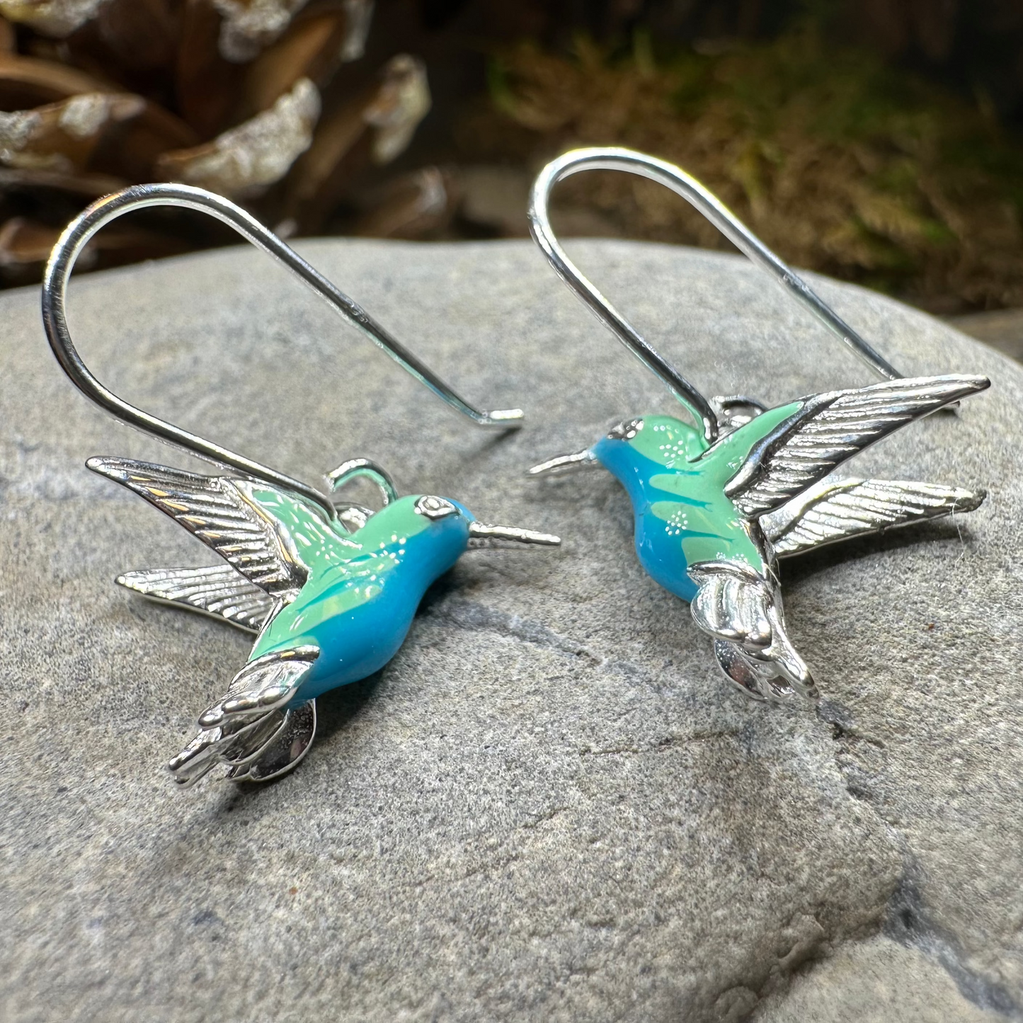 Colibrì Hummingbird Earrings in Sterling Silver