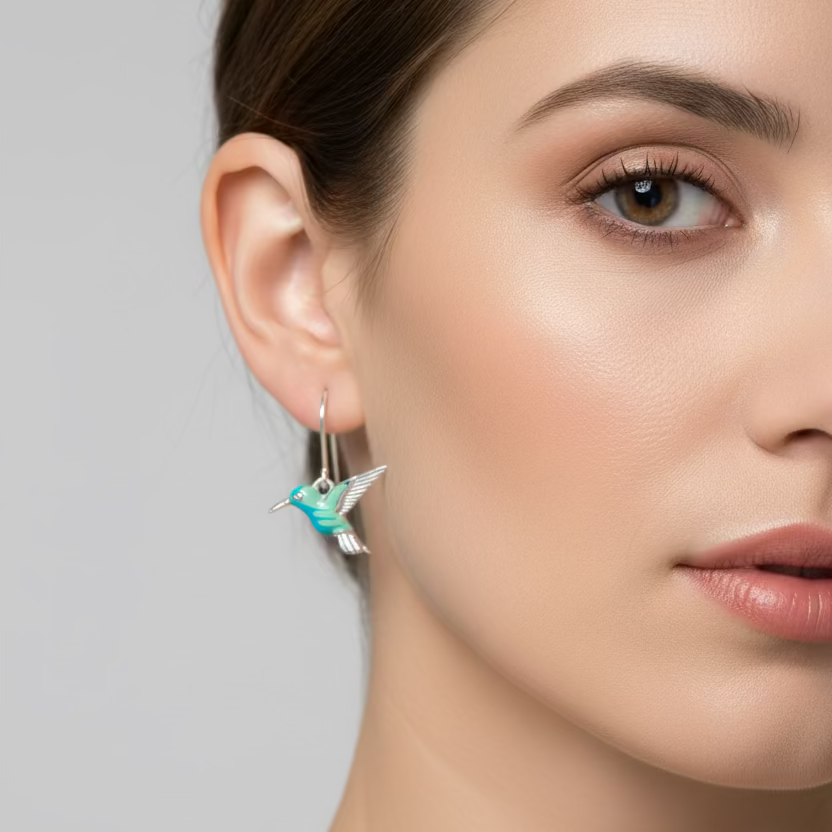 Colibrì Hummingbird Earrings in Sterling Silver