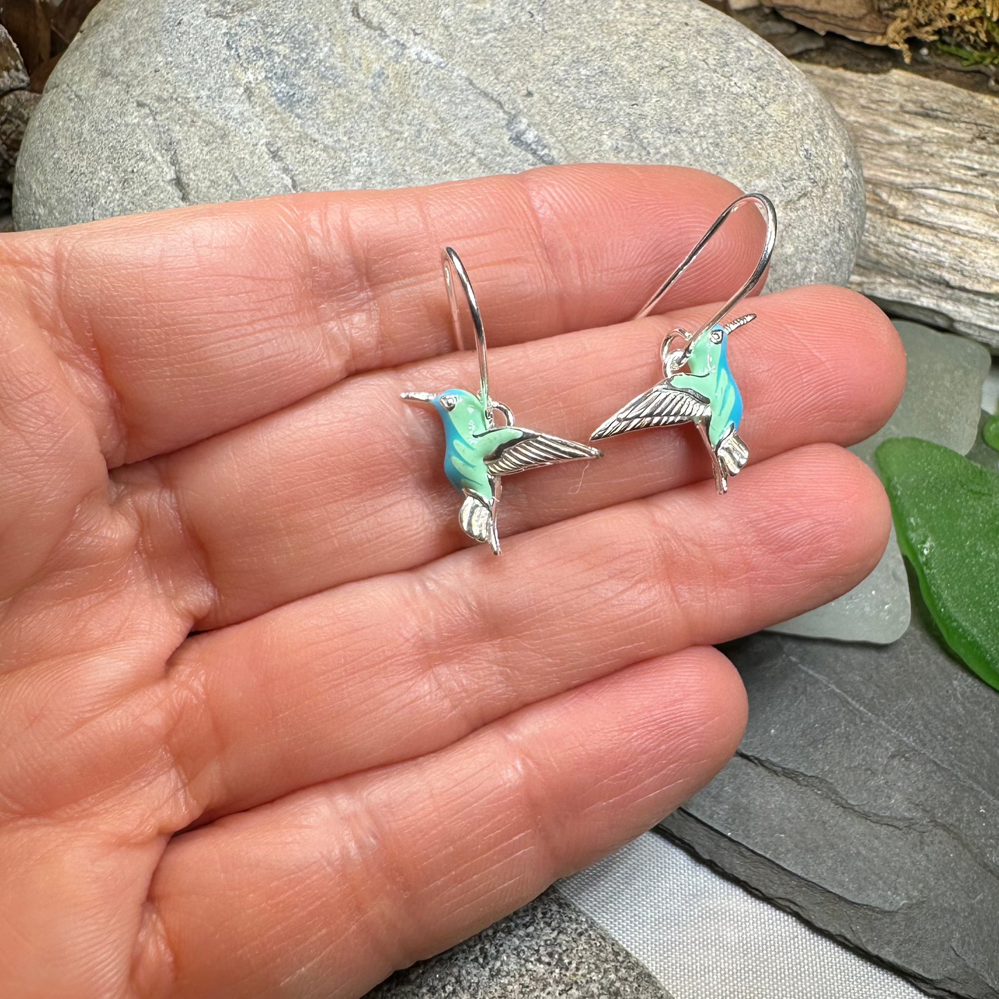 Colibrì Hummingbird Earrings in Sterling Silver