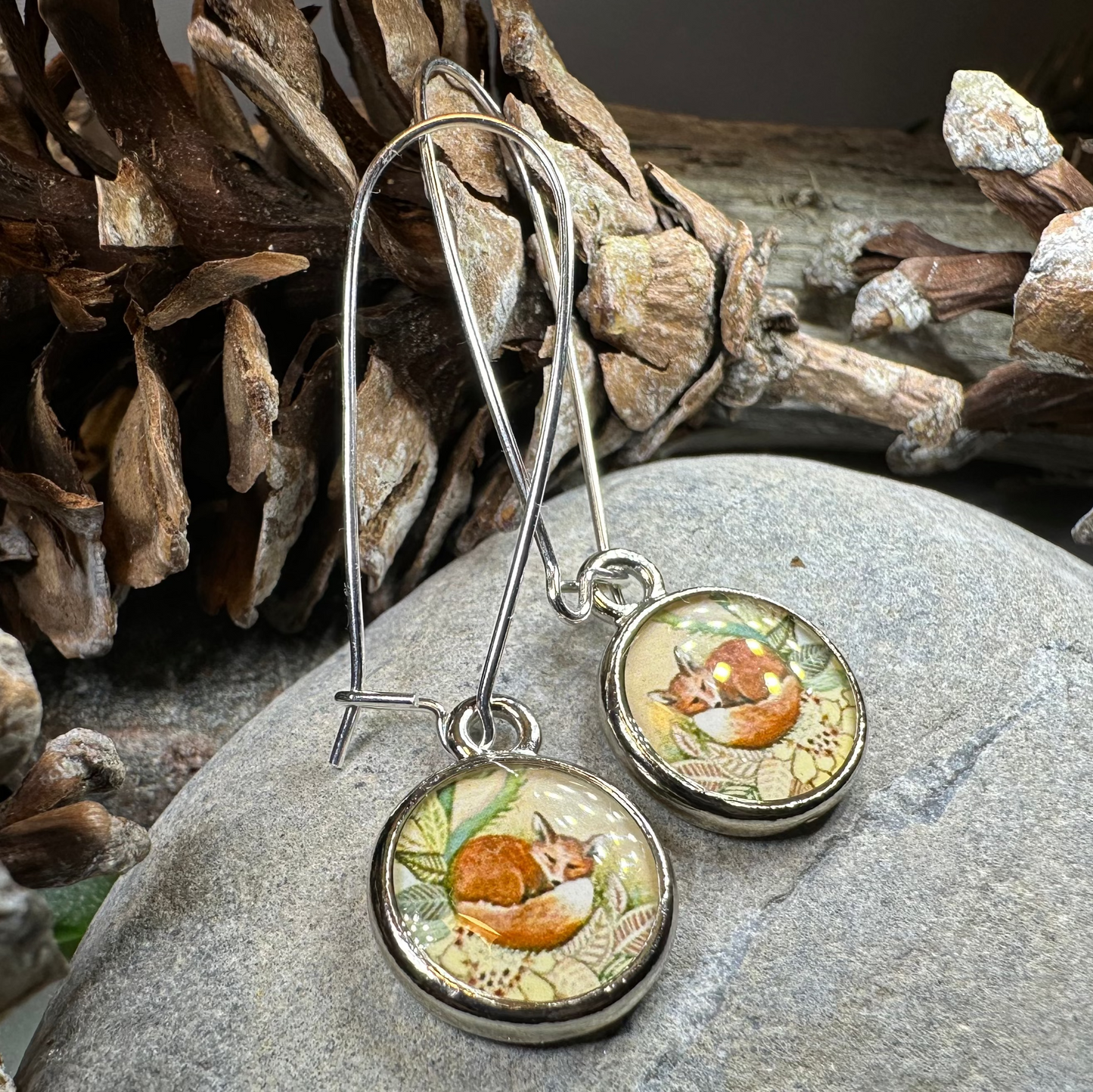 Autumn Nap Fox Earrings