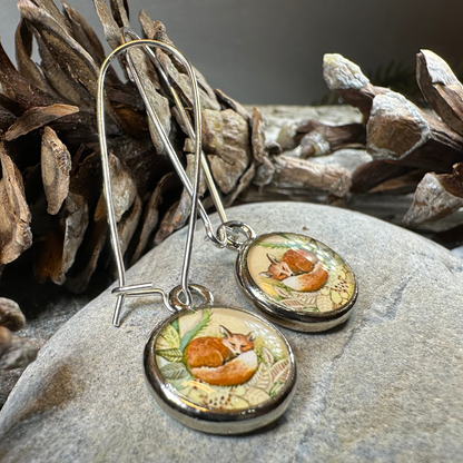 Autumn Nap Fox Earrings