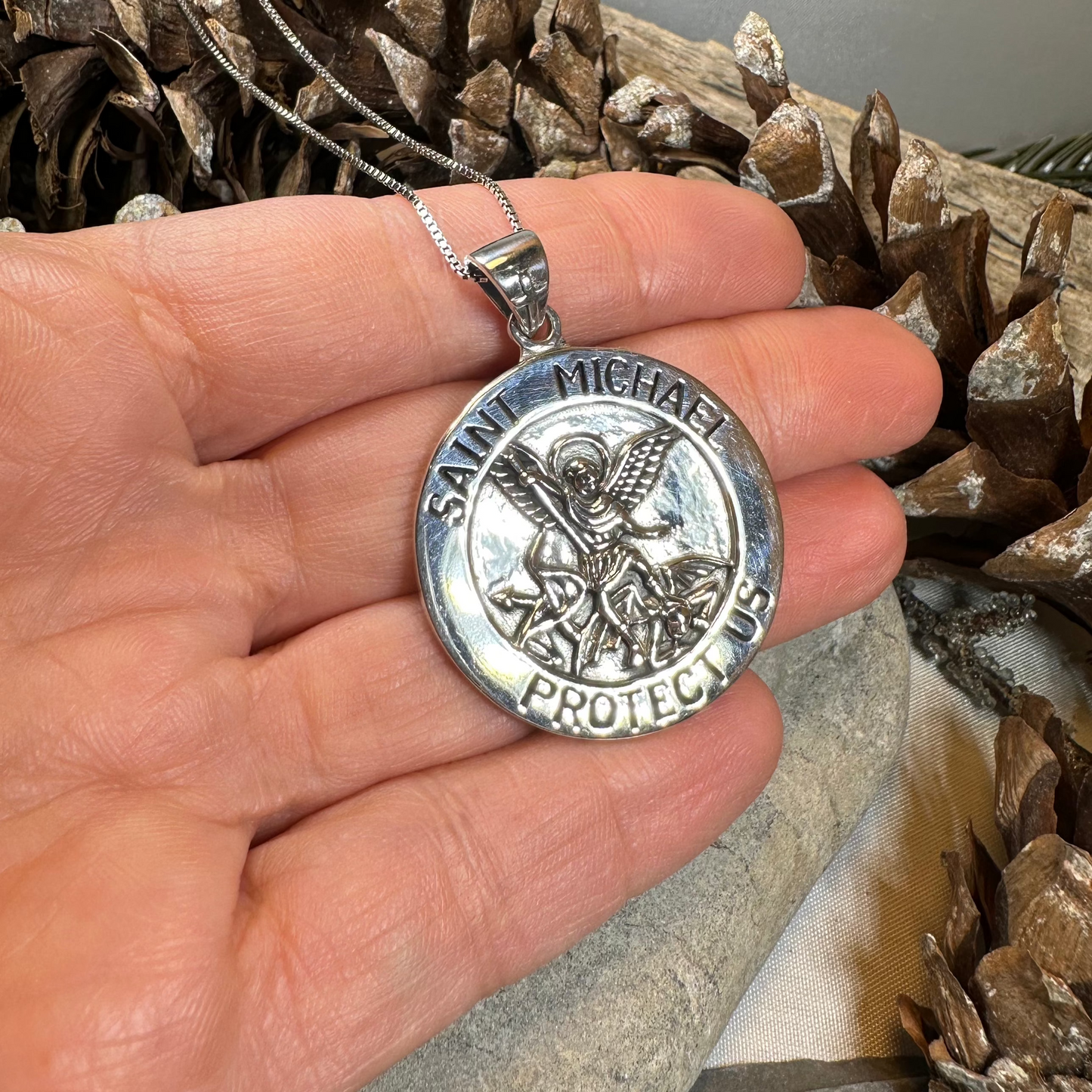 Protect Us Saint Michael Necklace - Sterling Silver
