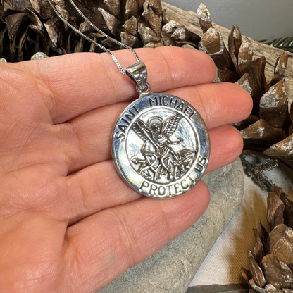 Protect Us Saint Michael Necklace - Sterling Silver