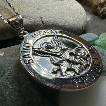 Protect Us Saint Michael Necklace - Sterling Silver