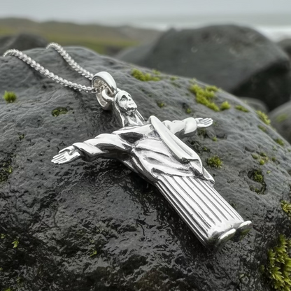 Christ the Redeemer Cross Necklace in Sterling Silver