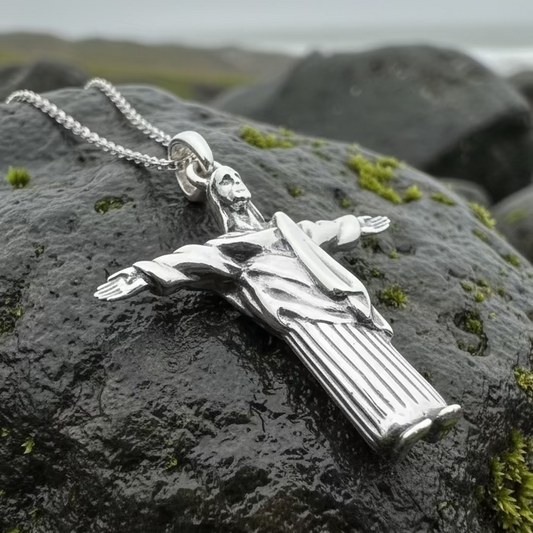 Christ the Redeemer Cross Necklace in Sterling Silver