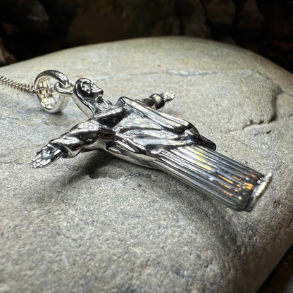 Christ the Redeemer Cross Necklace in Sterling Silver