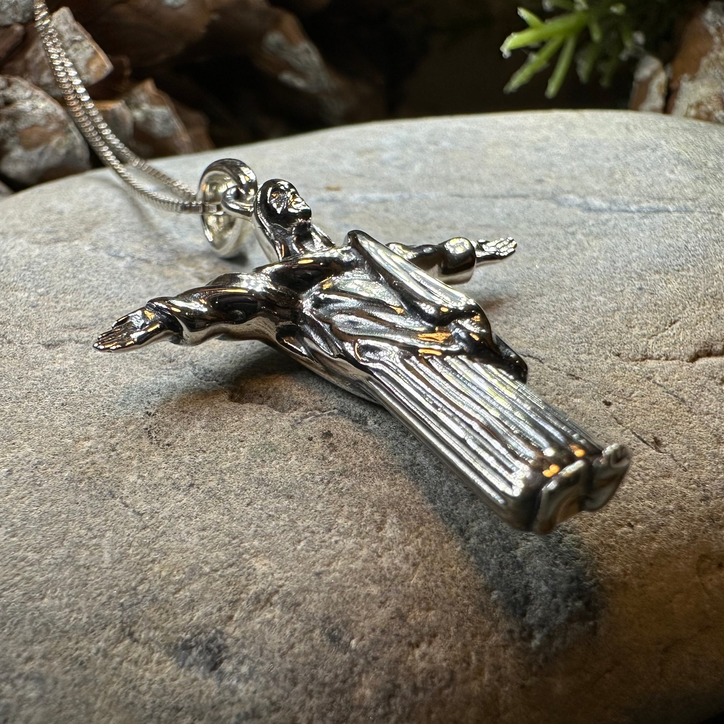 Christ the Redeemer Cross Necklace in Sterling Silver