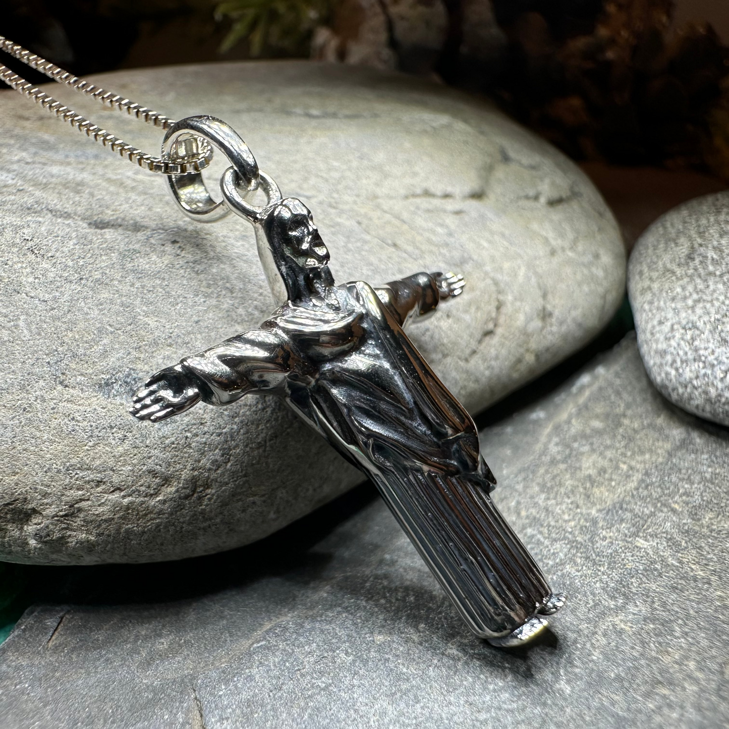Christ the Redeemer Cross Necklace in Sterling Silver