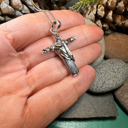 Christ the Redeemer Cross Necklace in Sterling Silver