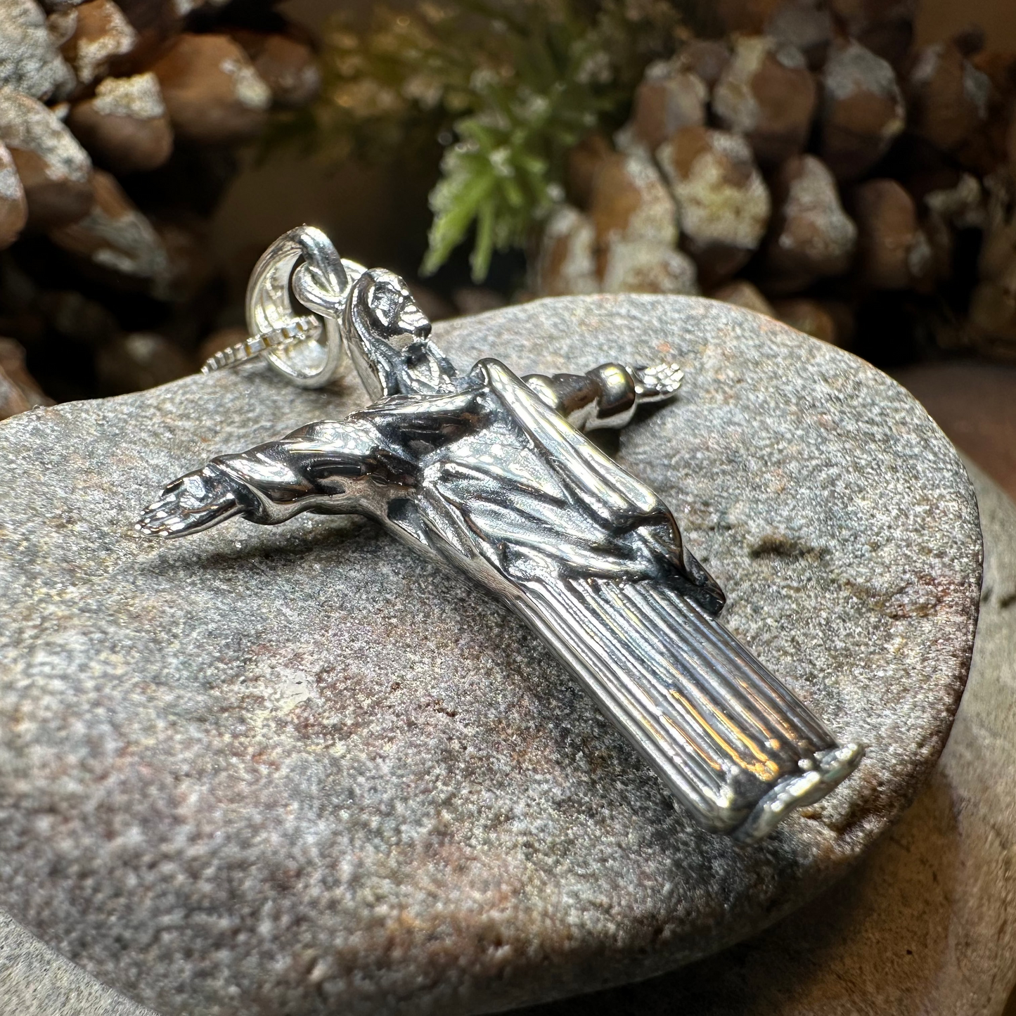 Christ the Redeemer Cross Necklace in Sterling Silver