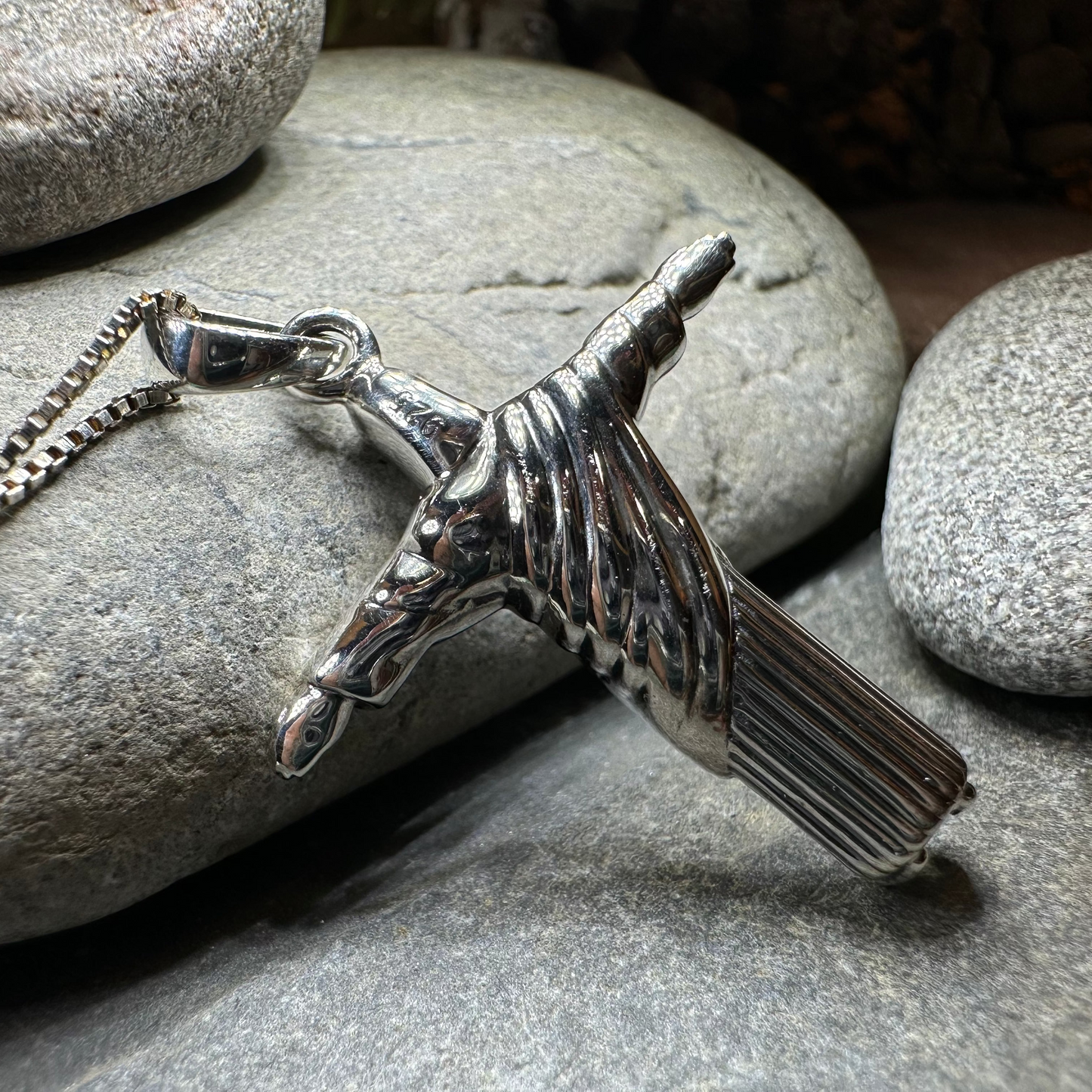 Christ the Redeemer Cross Necklace in Sterling Silver