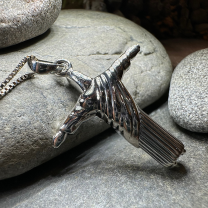 Christ the Redeemer Cross Necklace in Sterling Silver
